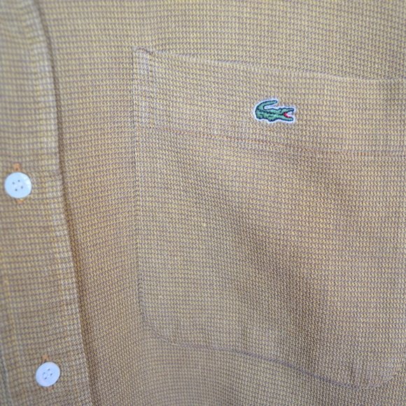 Lacoste Tan Micro Waffleknit Long Sleeve Button Shirt - Picture 3 of 4